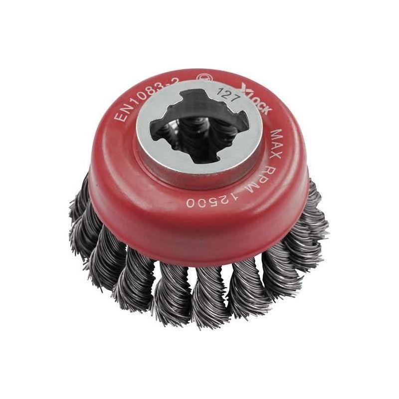Faithfull X-LOCK Wire Cup Brush Twist Knot 75mm M14x2, 0.50mm Steel Wire Faithfull - Town Tools