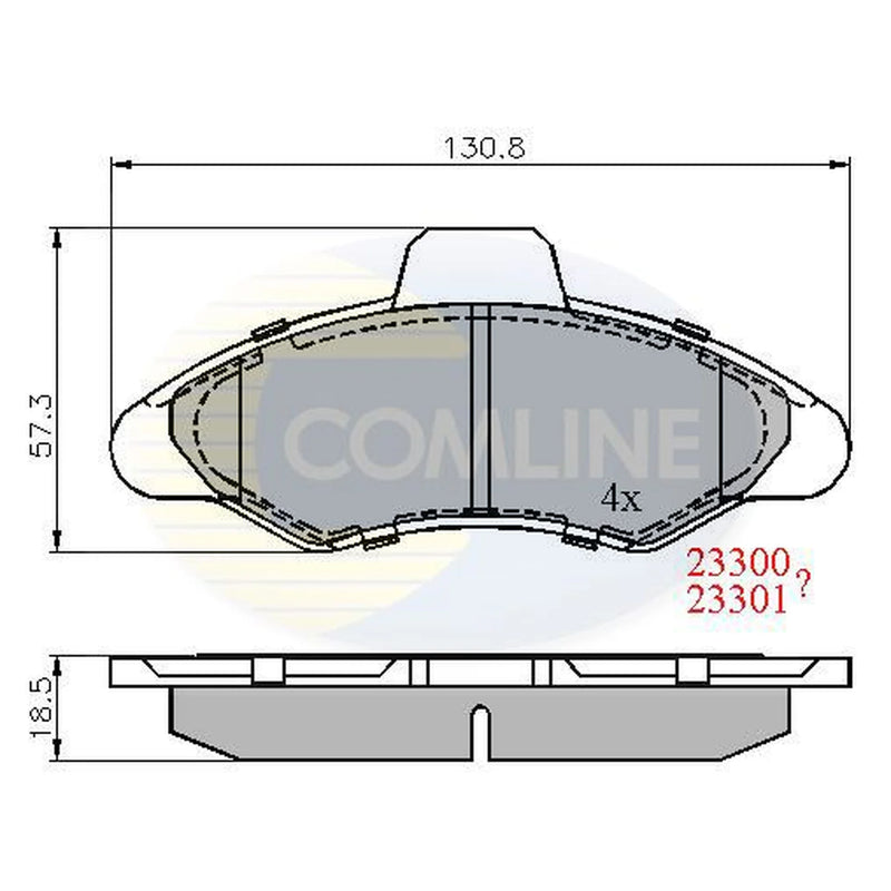 Comline 4 x Front Brake Pad Set fits Ford Escort 1990-2000 1.3 1.4 1.6 1.8