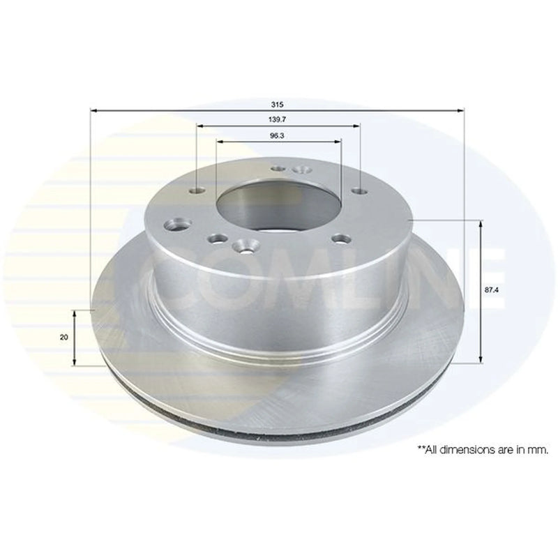 Comline 2 x Brake Discs fits Kia Sorento I 2002-2011 2.4 2.5 3.3 3.5