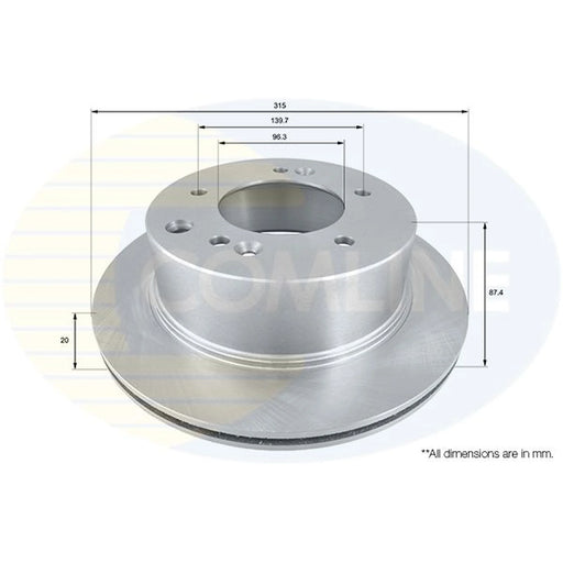 Comline 2 x Brake Discs fits Kia Sorento I 2002-2011 2.4 2.5 3.3 3.5