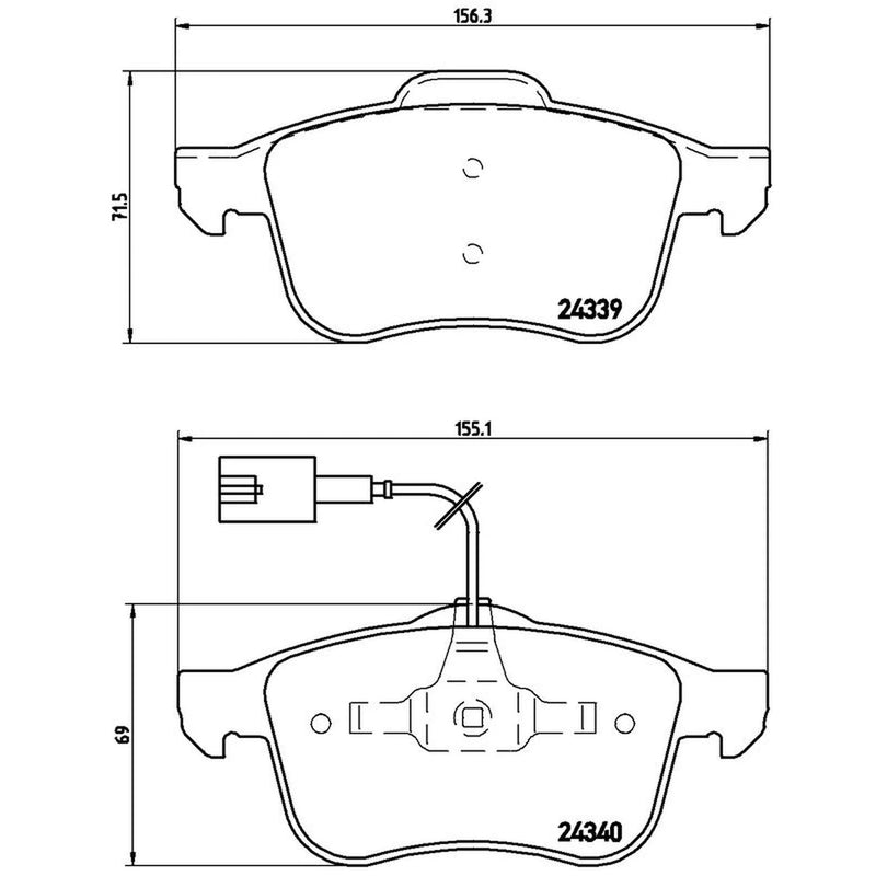 Brembo 4 x Front Brake Pad Set fits Alfa Romeo 159 2005-2011 1.8 1.9 2.2
