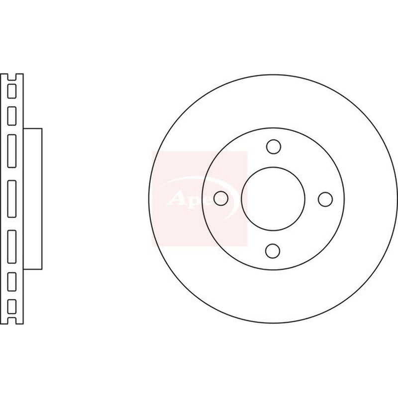 Apec 2 x Vented Brake Discs fits Mitsubishi I 2006-2013 0.7