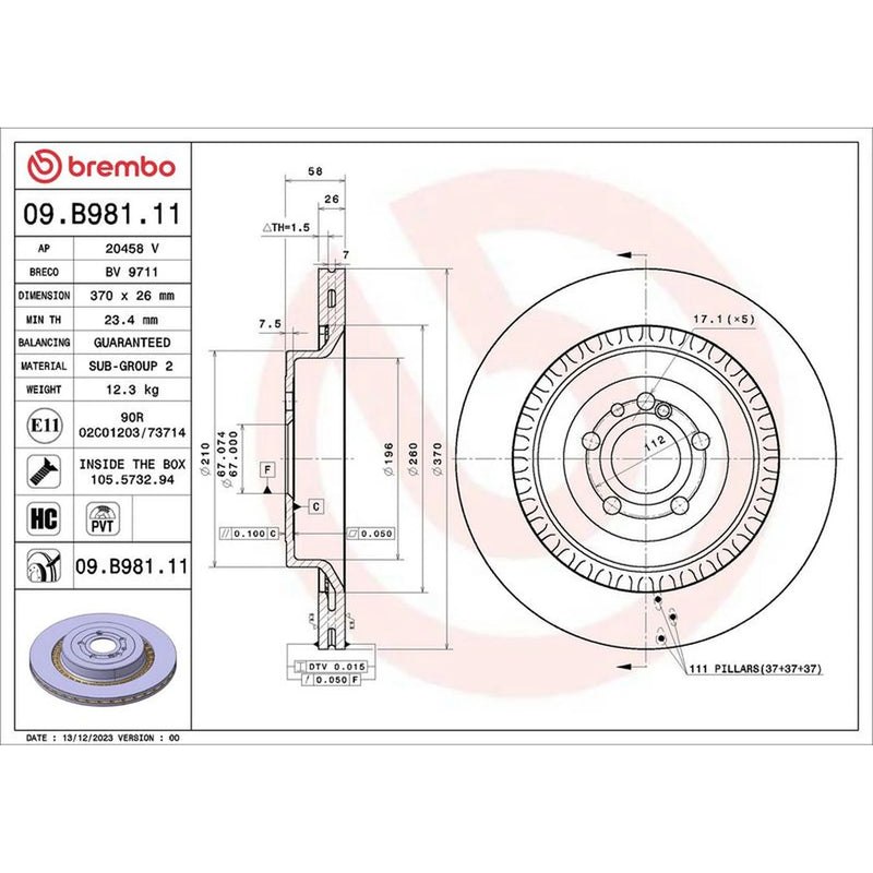 Brembo Rear Brake Discs & Pads fits Mercedes-Benz S-Class 2020-2023