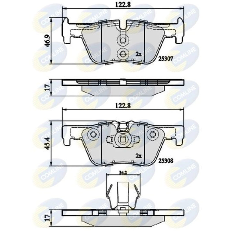 Comline 4 x Rear Brake Pad Set fits BMW 1 Sports Hatch 2011-2019