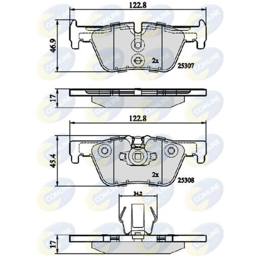 Comline 4 x Rear Brake Pad Set fits BMW 1 Sports Hatch 2011-2019