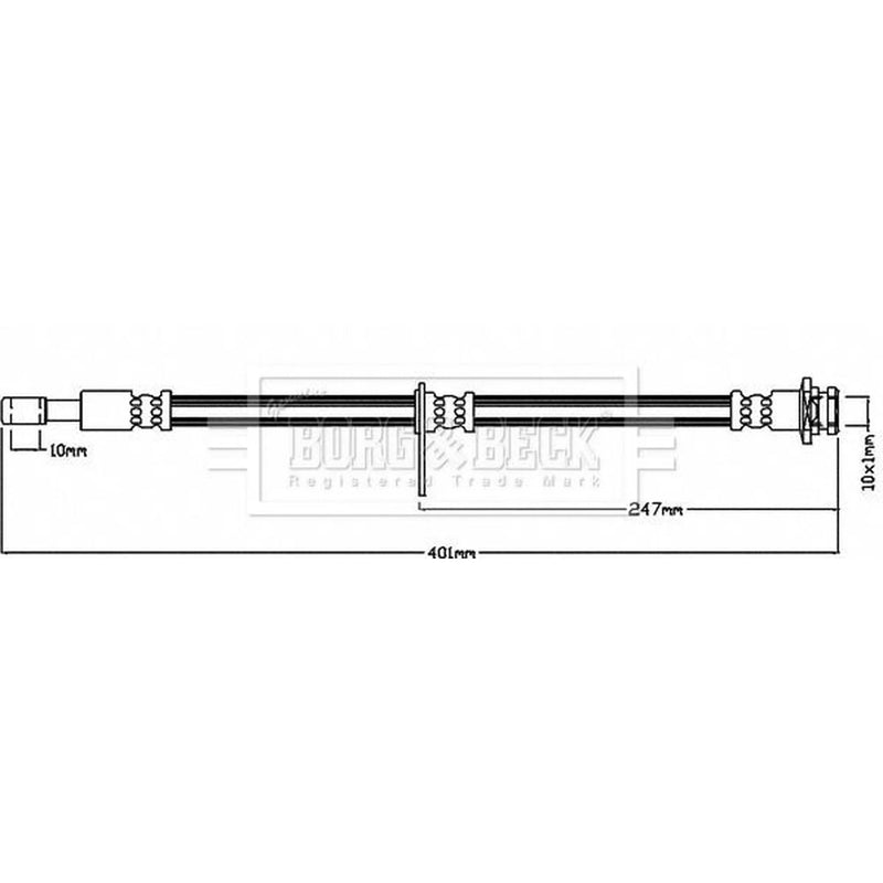 Borg & Beck Brake Hydraulic Hose Line Front Right BBH8604