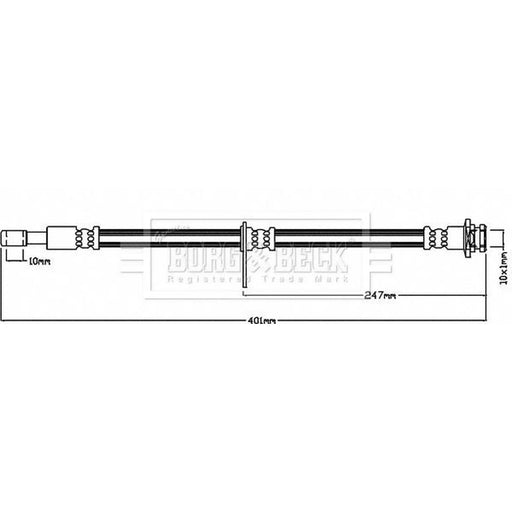 Borg & Beck Brake Hydraulic Hose Line Front Right BBH8604