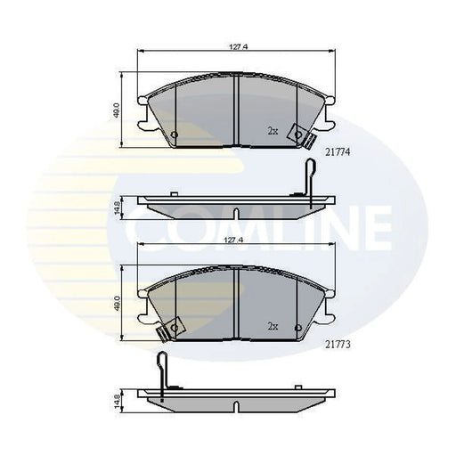 Comline 4 x Front Brake Pad Set fits Honda Accord II 1983-1985 1.6 1.8