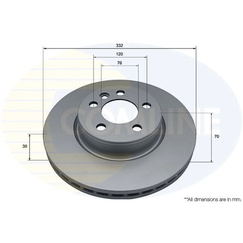 Comline 2 x Solid Brake Discs fits VW Multivan T7 2021-2024 1.4 2.0