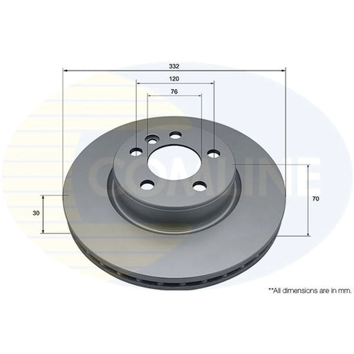 Comline 2 x Solid Brake Discs fits VW Multivan T7 2021-2024 1.4 2.0