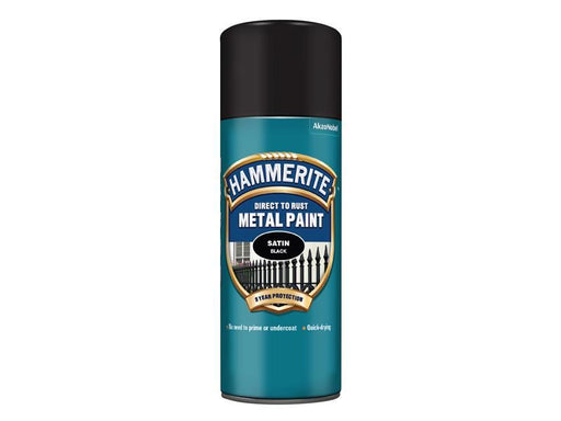 Hammerite Direct to Rust Smooth Finish Aerosol Satin Black 400ml Hammerite - NN4 Online