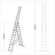 Sealey Extension Combination Ladder 3 x 12 Aluminium - BS EN 131 ACL312 Sealey - Dynamic Drive