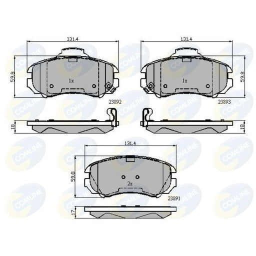 Comline 4 x Front Brake Pad Set fits Hyundai Coupe II 2001-2009 1.6 2.0