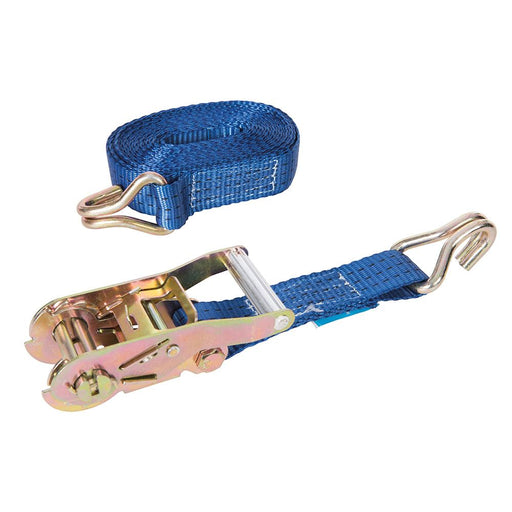 Silverline Ratchet Tie Down Strap J-Hook 6m x 38mm Rated 1000kg 2000kg Silverline - Dynamic Drive
