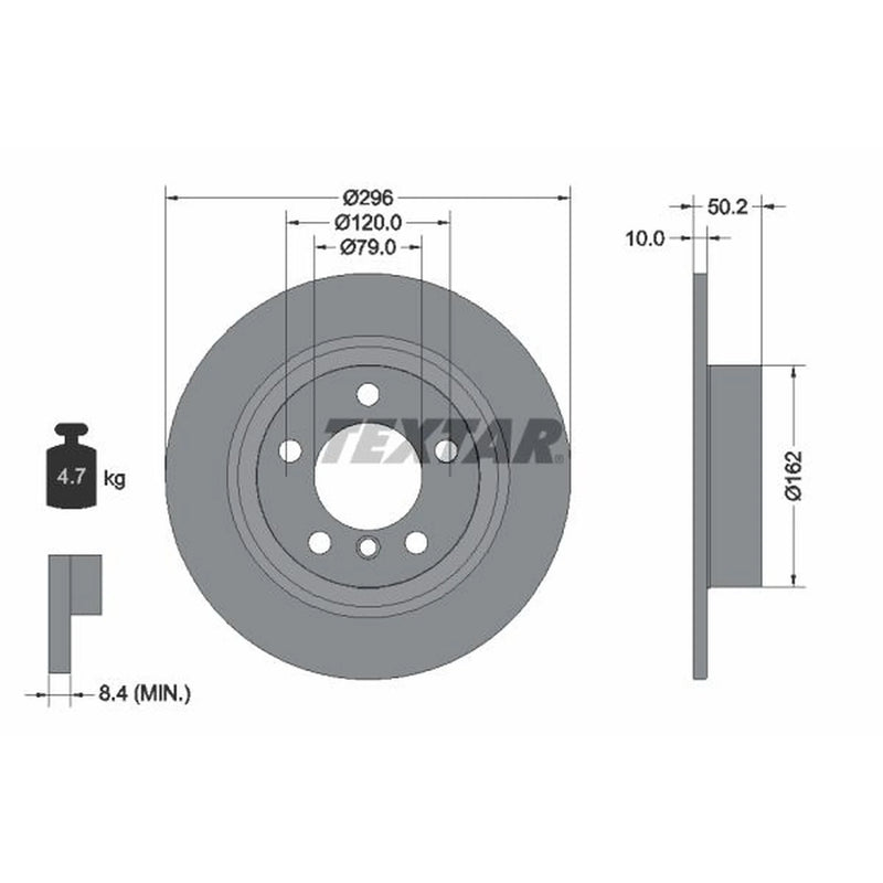 Textar 2 x Solid Rear Brake Discs 92294003-x2