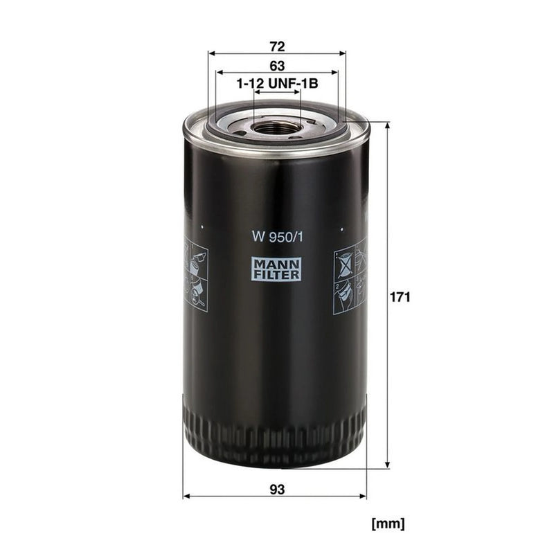 MANN-FILTER Engine Oil Filter fits New Holland Tm 2005-2007