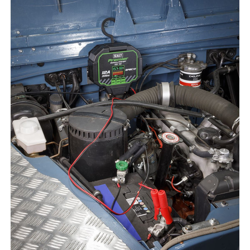 Sealey Premier Battery Charger 12A Fully Automatic SPBC12 Sealey  - Dynamic Drive