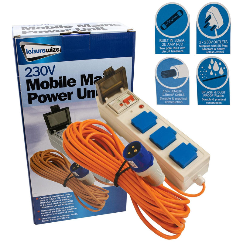 3 Way Mobile Mains Power Unit Leisurewize  - Dynamic Drive