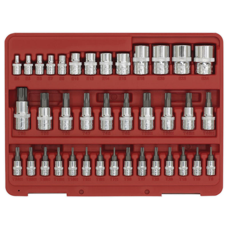 Sealey TRX-Star* Socket & Security Socket Bit Set 38pc 1/4" 3/8" & 1/2"Sq Drive Sealey - Dynamic Drive