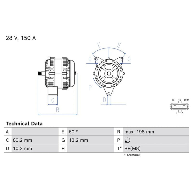 Bosch Car Alternator 12V fits Mercedes-Benz Atego 2 2004 on