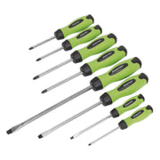 Sealey Screwdriver Set 8pc Hammer-Thru Hi-Vis Green HV002 Sealey - Dynamic Drive