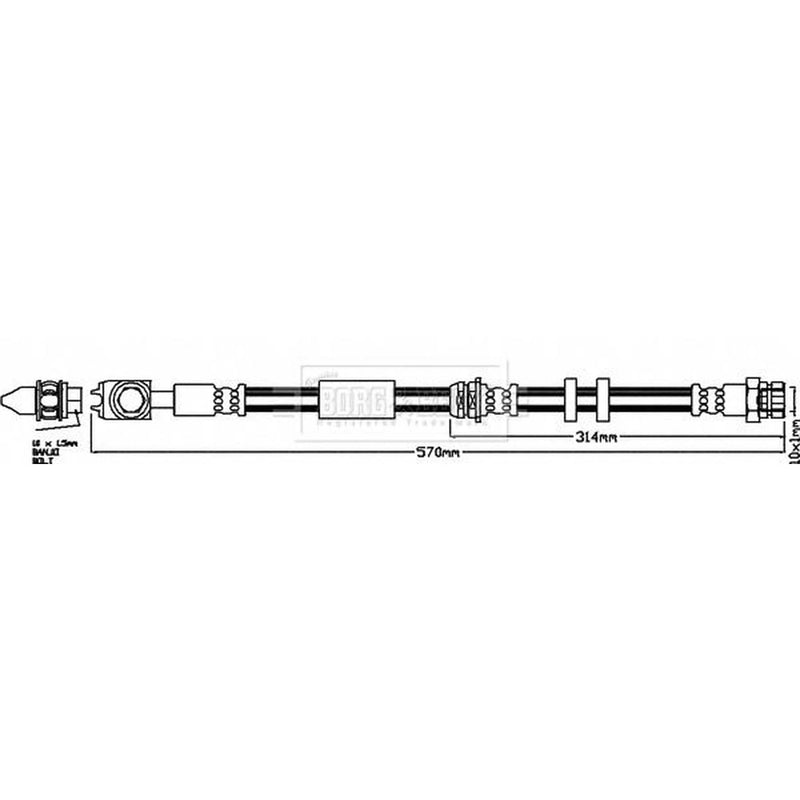 Borg & Beck Brake Hydraulic Hose Line Front Right BBH7960