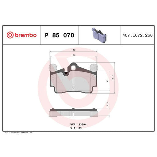 Brembo 4 x Rear Brake Pad Set fits Audi Q7 2006-2015 3.0 3.6 4.2 6.0