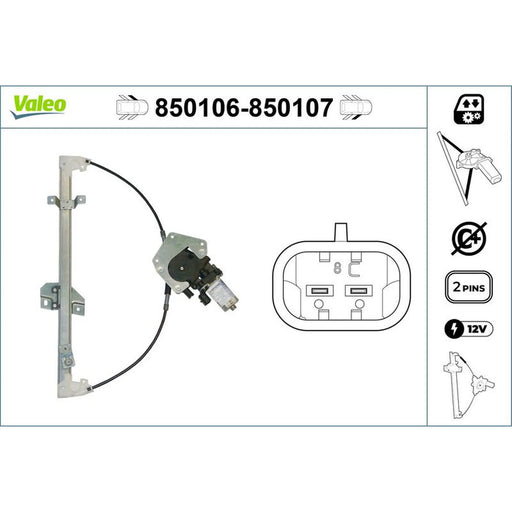 Valeo Electric Window Regulator Lifter Right Front 850107