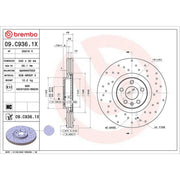 Brembo 2 x Perforated/Vented Front Brake Discs 09.C936.1X-x2