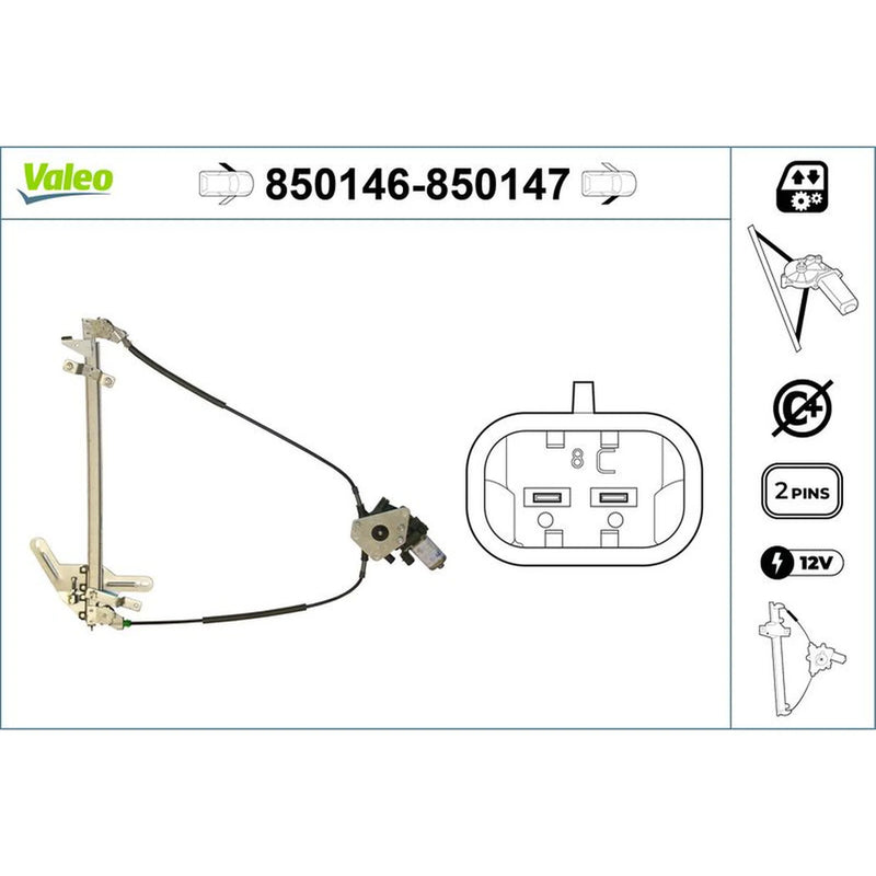 Valeo Electric Window Regulator Lifter Right Front 850147