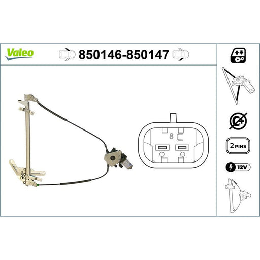 Valeo Electric Window Regulator Lifter Right Front 850147