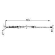 Bosch Handbrake Cable Right Rear fits Skoda Superb II 2008-2015 1.4 1.8