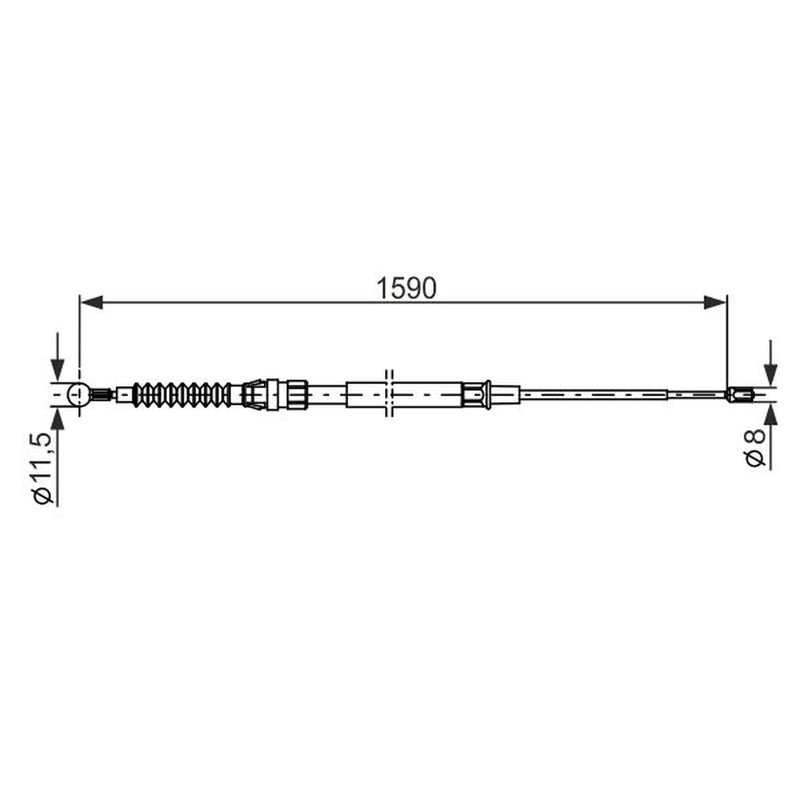Bosch Handbrake Cable Right Rear fits Skoda Superb II 2008-2015 1.4 1.8