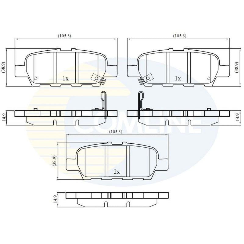 Comline 4 x Rear Brake Pad Set fits Infiniti Q50 2013 on