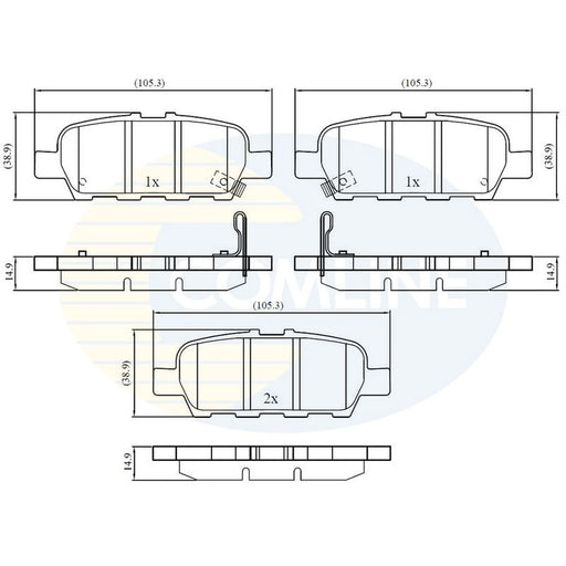 Comline 4 x Rear Brake Pad Set fits Infiniti Q50 2013 on