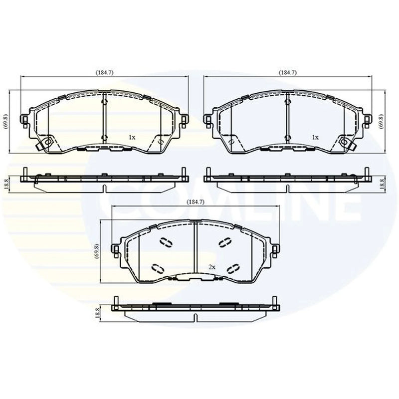 Comline 4 x Front Brake Pad Set fits Ford Ranger 2011 on 3.2