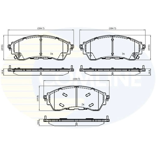 Comline 4 x Front Brake Pad Set fits Ford Ranger 2011 on 3.2