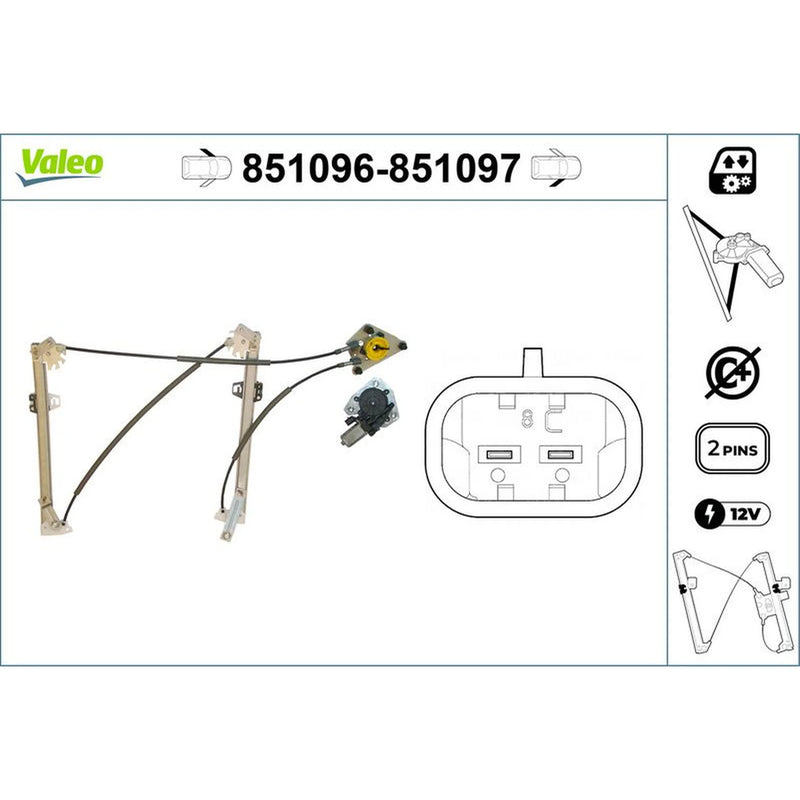 Valeo Electric Window Regulator Lifter Left Front 851096