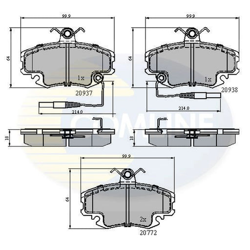 Comline 4 x Front Brake Pad Set fits Alpine A610 1991-1995 3.0
