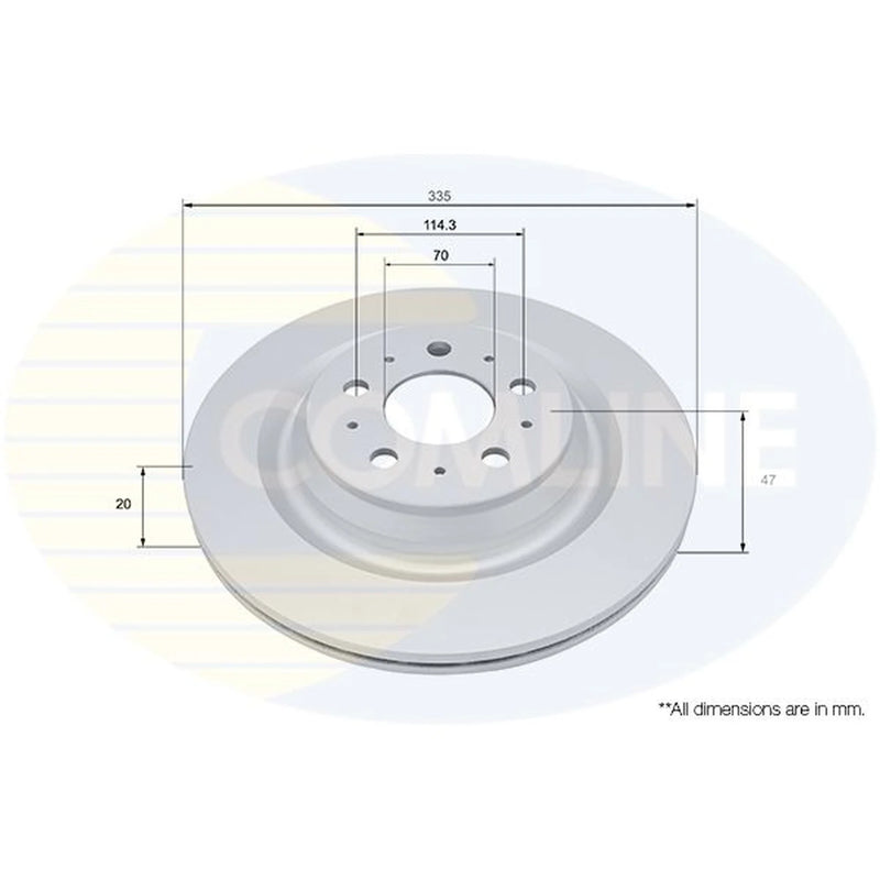 Comline 2 x Internally Vented Brake Discs fits Tesla Model 3 2017-2020