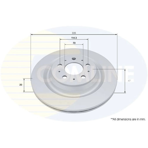 Comline 2 x Internally Vented Brake Discs fits Tesla Model 3 2017-2020