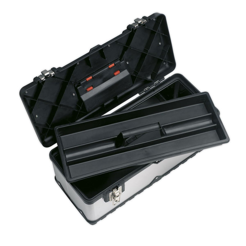 Sealey Stainless Steel Toolbox 505mm with Tote Tray Sealey  - Dynamic Drive