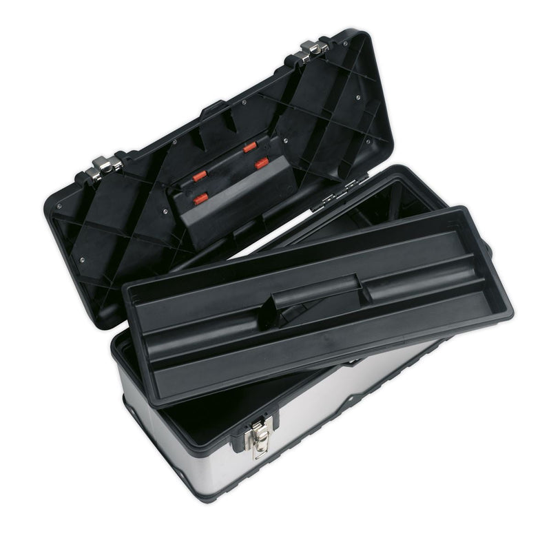 Sealey Stainless Steel Toolbox 505mm with Tote Tray AP505S Sealey - Dynamic Drive