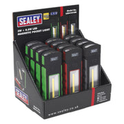 Sealey Magnetic Pocket Light 3W + 0.5W COB LED Display Box of 12 LED4101DB Sealey - Dynamic Drive