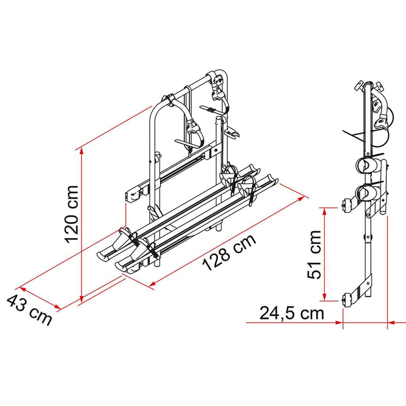 Fiamma Carry Bike 200DJ Fiat Ducato Pre 06 2 Bike Cycle Carrier Fiamma - Bars 4 Cars