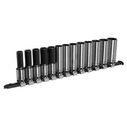 Sealey Socket Set Deep 13pc 1/2"Sq Drive Metric Black Series AK7995 Sealey - Dynamic Drive