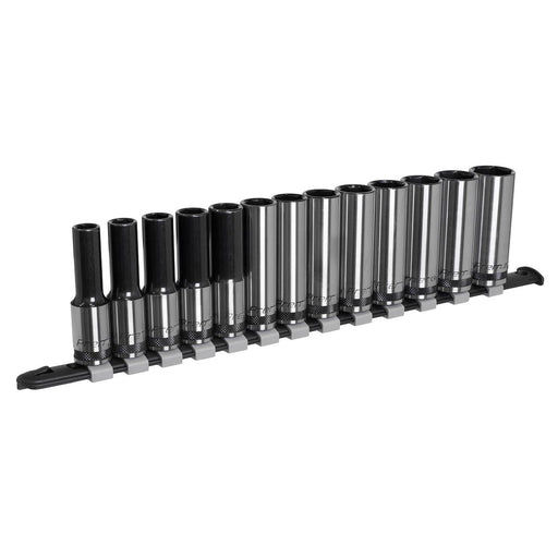Sealey Socket Set Deep 13pc 1/2"Sq Drive Metric Black Series AK7995 Sealey - Dynamic Drive