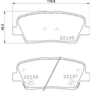 Brembo 4 x Rear Brake Pad Set fits Hyundai Grand Santa Fé 2013-2018 2.2 3.0
