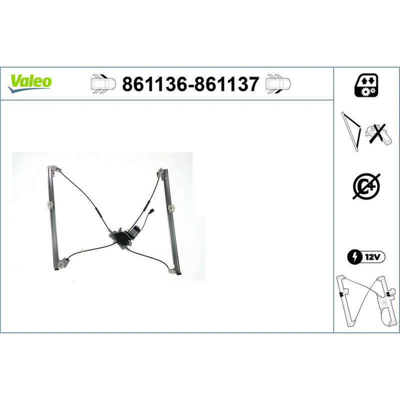 Valeo Electric Window Regulator Lifter Right Front 861137