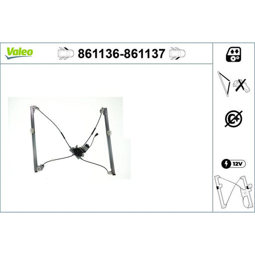 Valeo Electric Window Regulator Lifter Right Front 861137